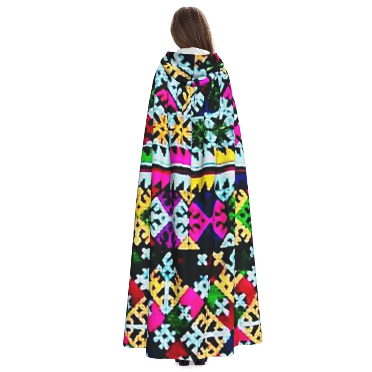 Iu Mien العصرية التطريز طويل مقنعين عباءة الساحرة القرون الوسطى زي تأثيري كيب هالوين معطف الكبار للجنسين