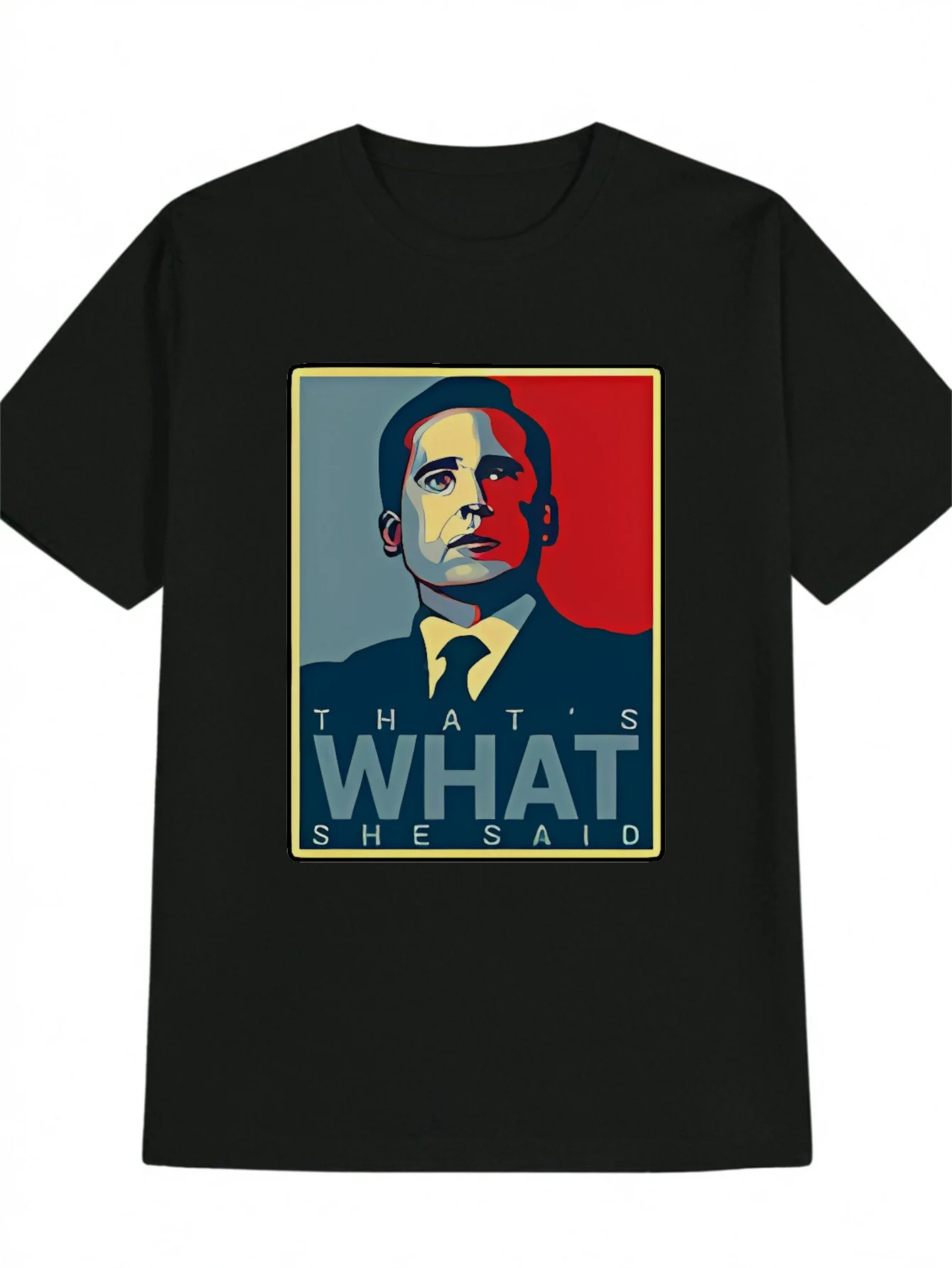 

Men's Casual Graphic Print T-Shirt - "THAT's WHAT SHE SAID" Bold Statement Tee, Black Round Neck Summer Top