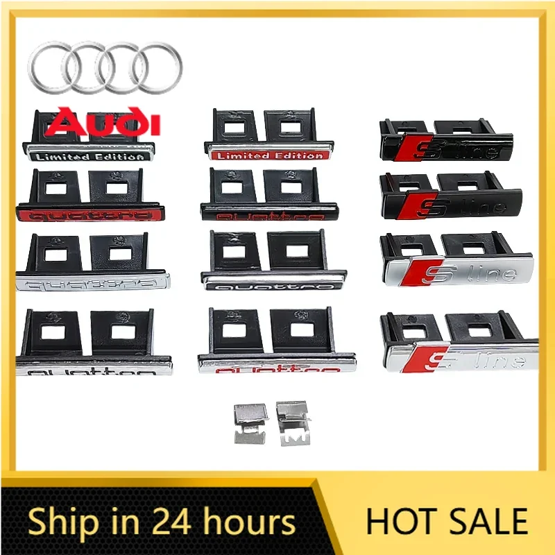 

Эмблема на переднюю решетку радиатора для Audi Sline Quattro Limited Edition: логотип Q7, Q5, A3, A4, A8, Q3, S3, S5, RS6, RS7, S7, S6, A6. Аксессуары.