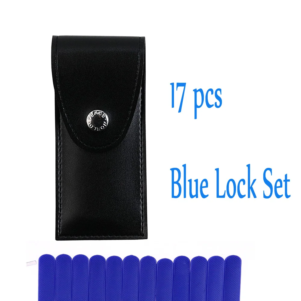 17pcs Locksmith Lockpick Set,12pcs Lock Tools with 5pcs Tension Wrench Tools,Stainless Steel Tool with Blue Handle for Door Lock