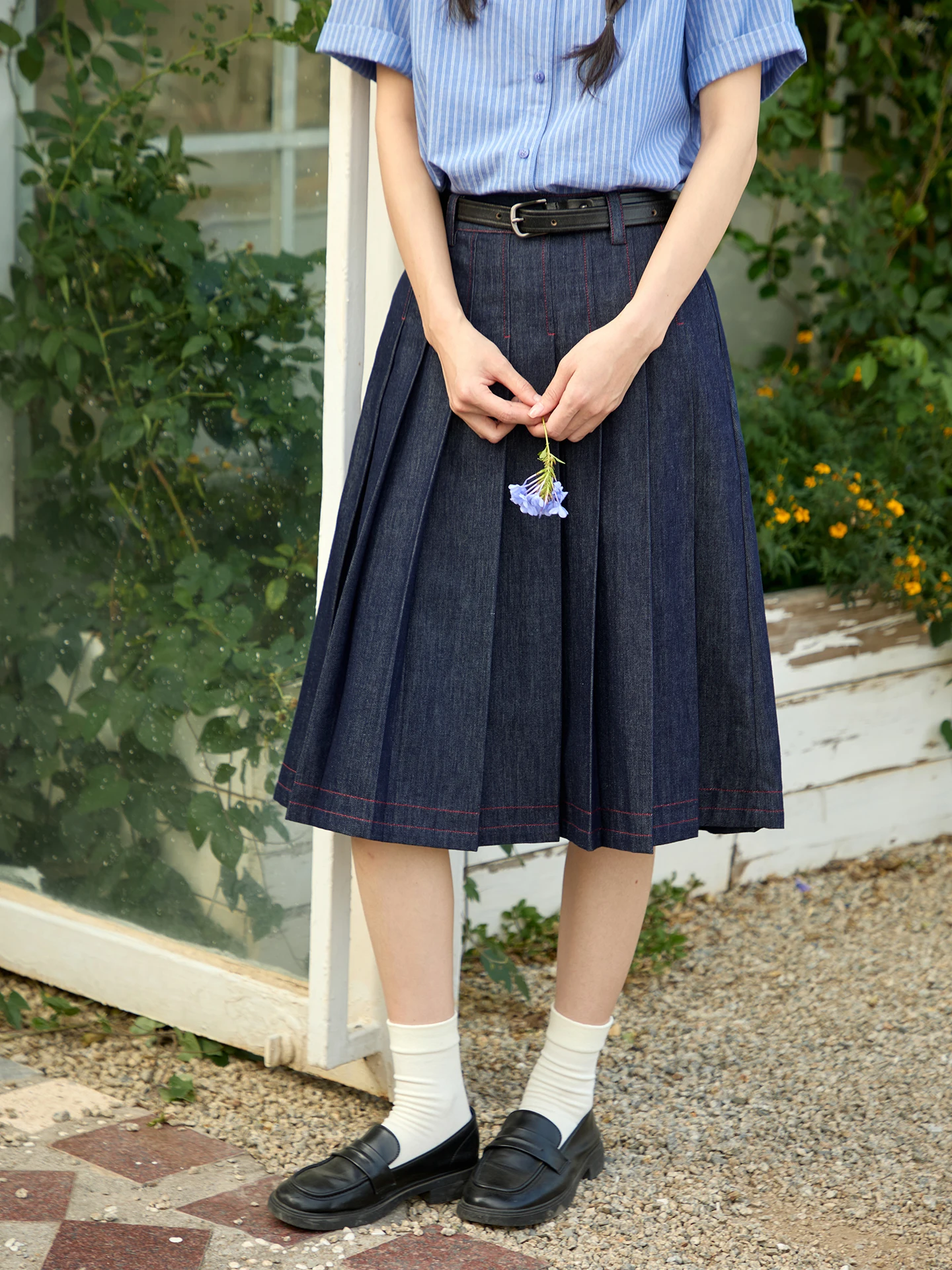 

Оригинальная винтажная джинсовая юбка миди для женщин, летняя, с высокой талией, плиссированная, расклешенная, повседневная, дышащая, из смесового хлопка