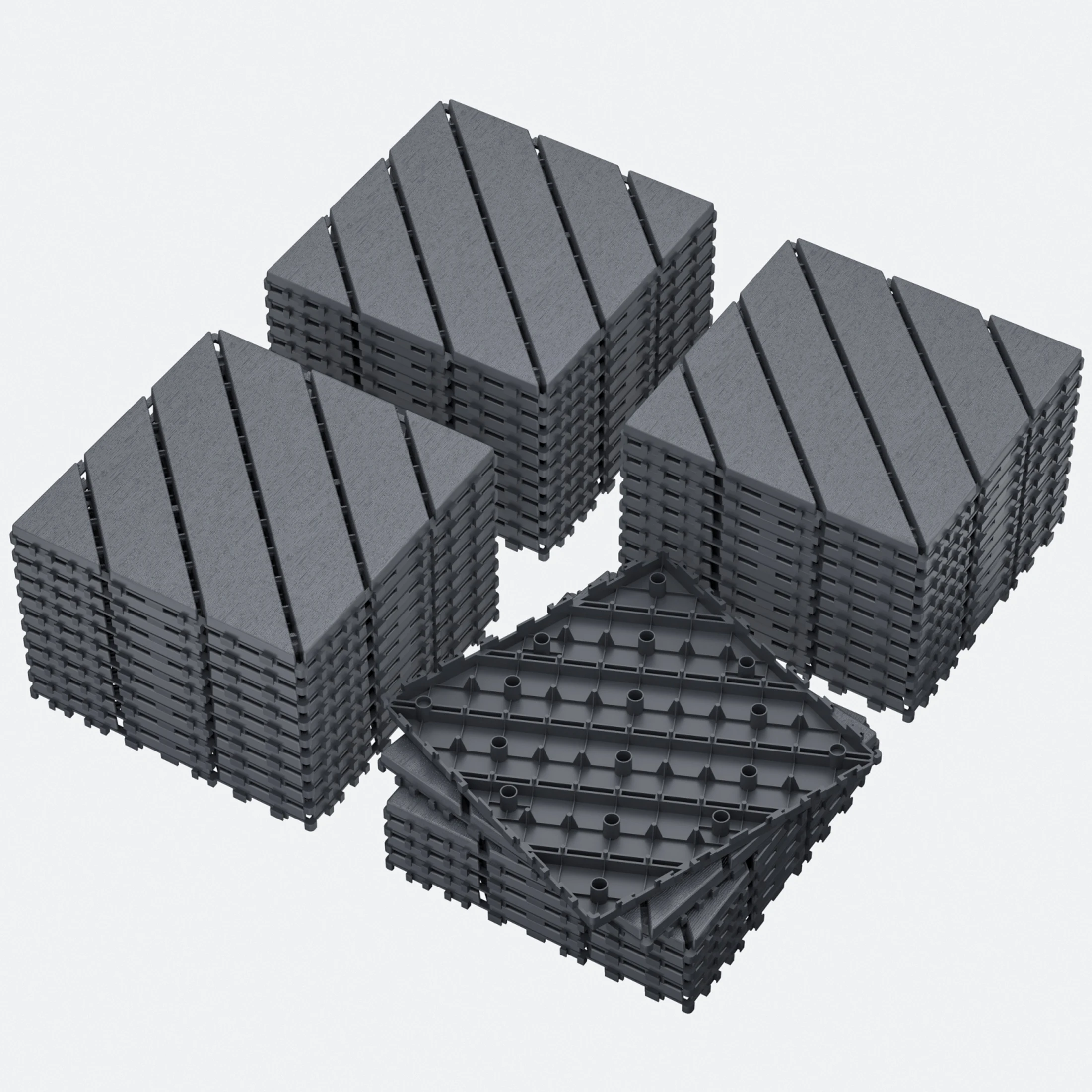 Plastic Interlocking Deck Tiles (44 Pack) – 12"x12" Waterproof Outdoor Patio Flooring, All-Weather Use, Slip-Resistant PP Deckin