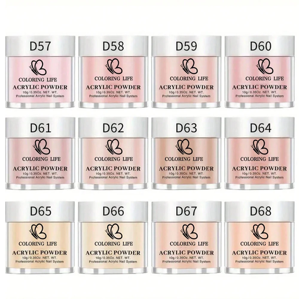 12jarX10g المهنية 3IN1 عارية الوردي مسمار الاكريليك مسحوق سريع الجافة تمديد/نحت/بناء عارية كريستال مسحوق لصالون الأظافر الغبار #2