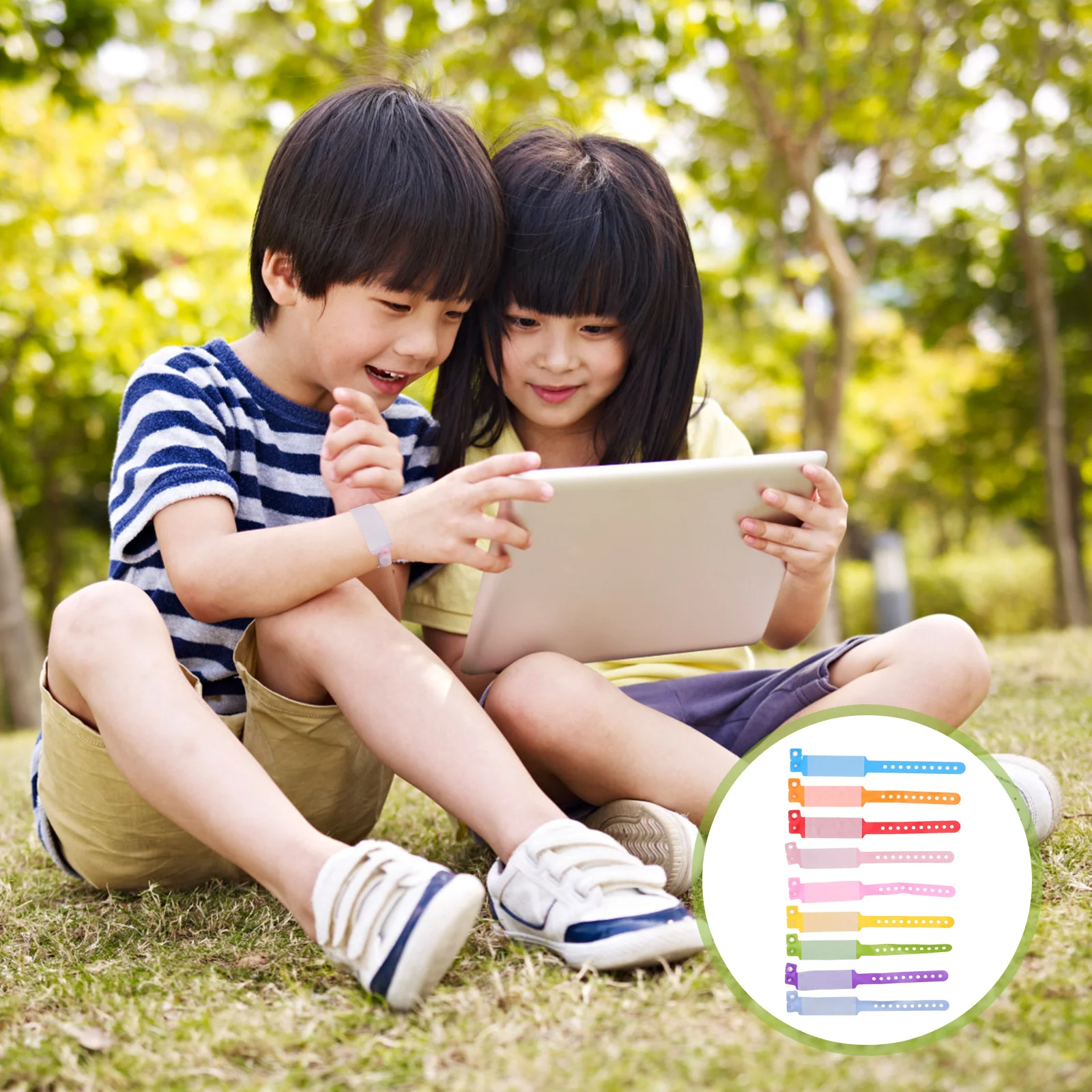 

100pcs Wristband Kids Travel Safety Waterproof Wristband ID Cartoon Waterproof Reusable Name Tag AntiLost Bracelet