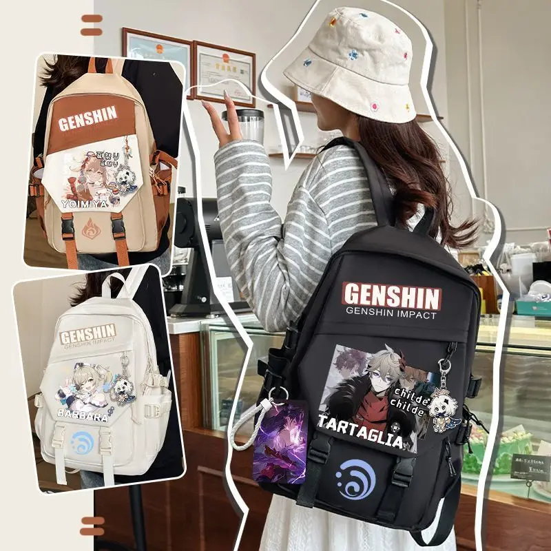 Anime Genshin Impact Raiden Shogun Elementary And Middle School Large Capacity Lightweight High Appearance Dirt-Resistant