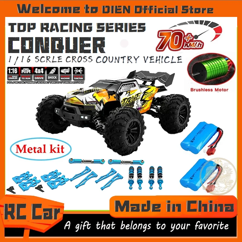 

1:16 75KM/H or 50KM/H 4WD RC Car with LED Remote Control Cars High Speed Drift Monster Truck for Kids Vs Wltoys 144001 Toys