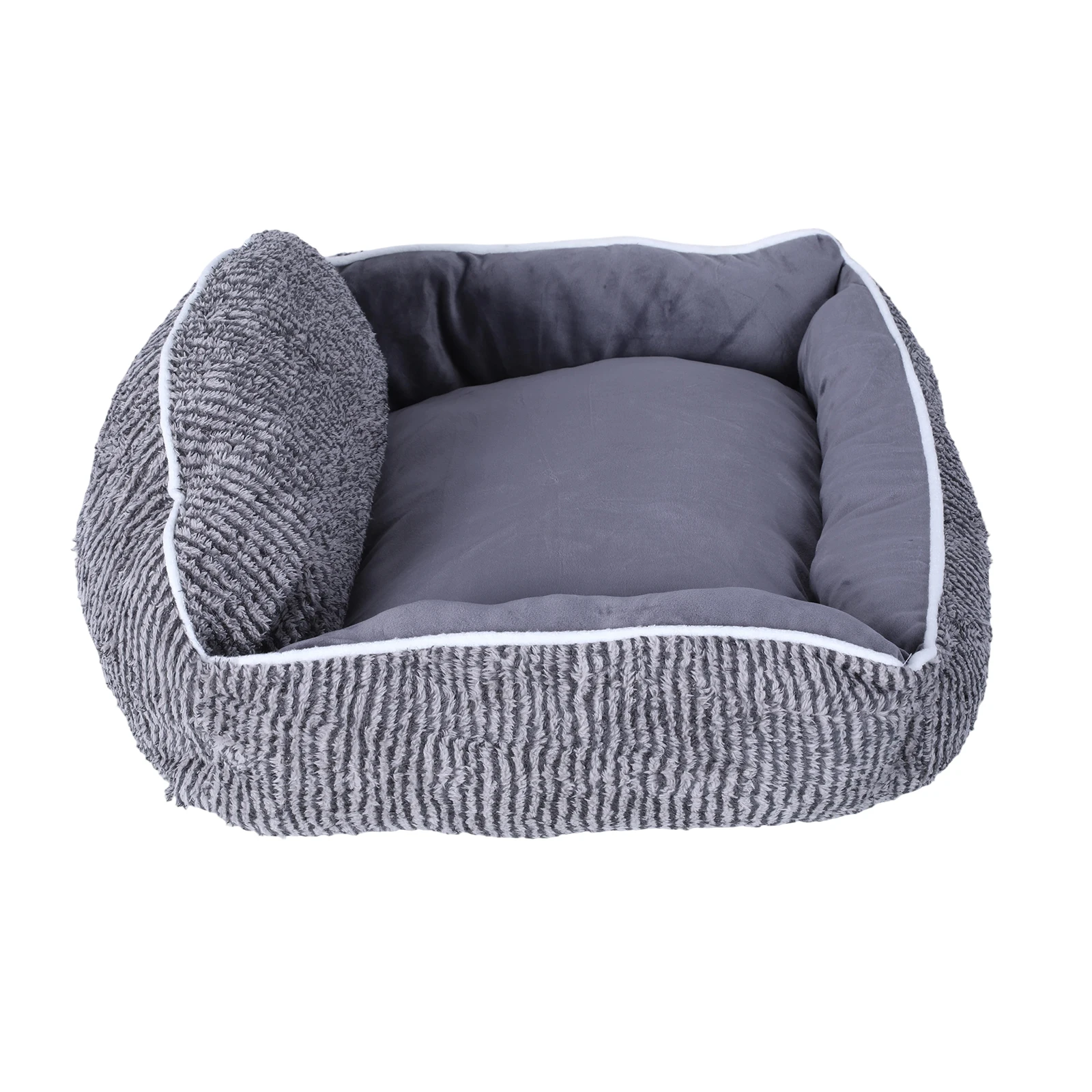 

Плюшевая полосатая подушка для кошек 60x50 см, полукруглая, с дизайном в виде ракушки, машинная стирка, для сна кошек и собак в помещении