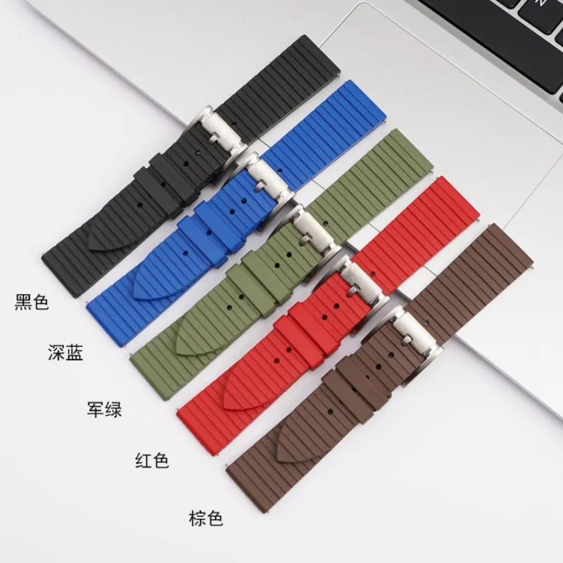 FKM Rubber Strap for Casio Seiko Rolex Omega Cartier 20 22 24mm Quick Release Watch Band Premium Quality Anti-Dust Bracelet