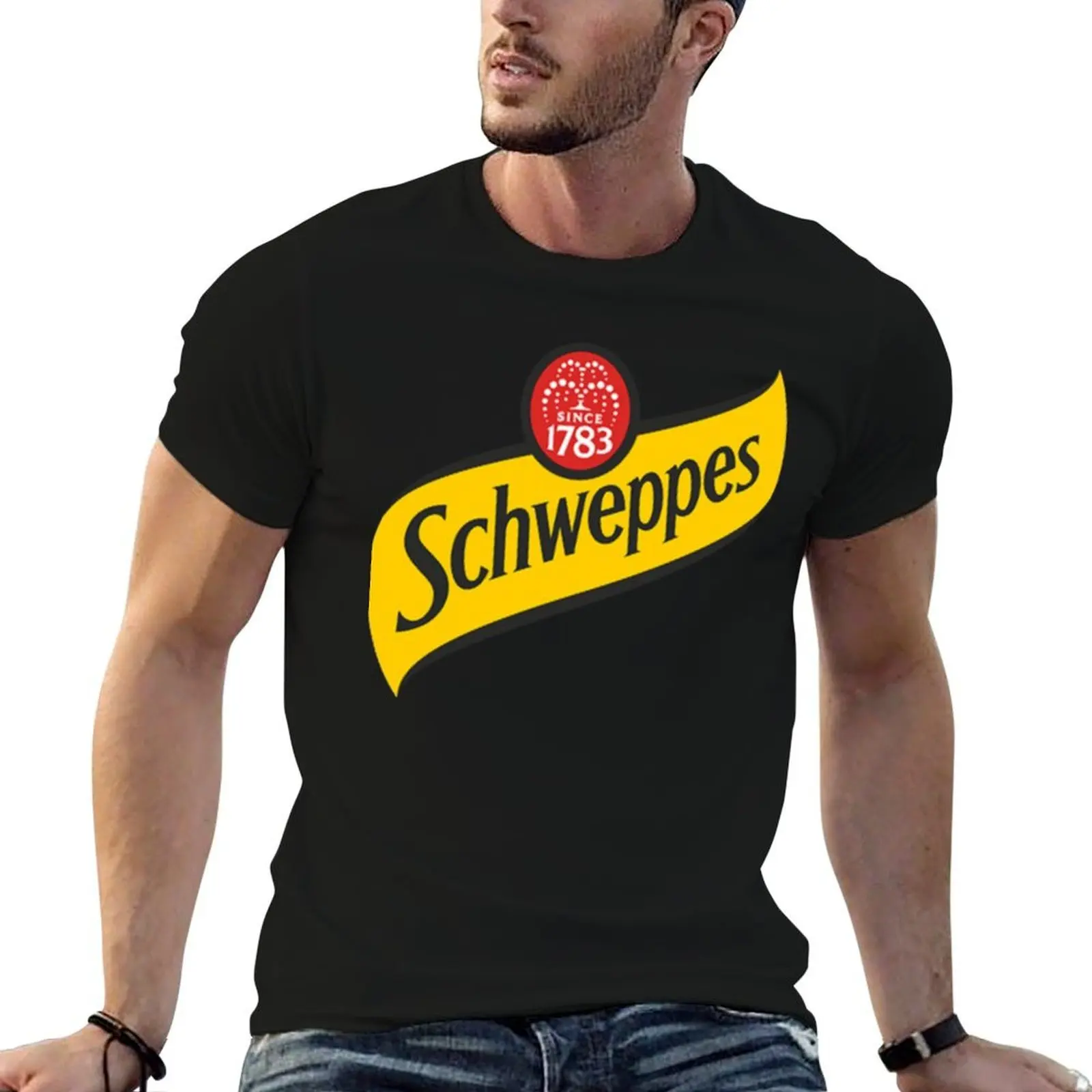 Fabuloso logotipo de Schweppes, camiseta clásica, camisetas gráficas para hombre, camiseta de lujo para hombre