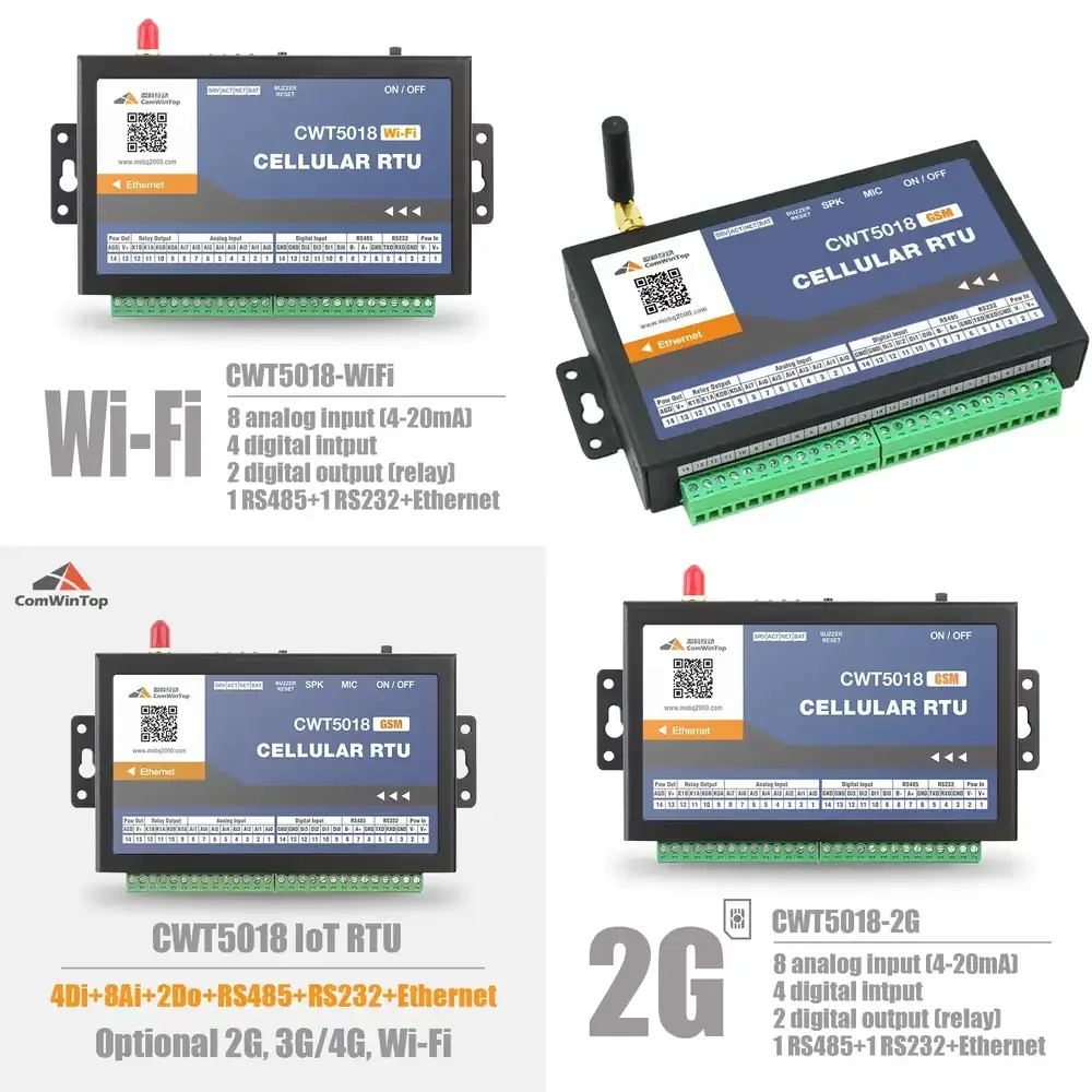 Модуль CWT5018 4DI 2DO 8AI RS485 Modbus RTU для нефтегазовой и промышленной автоматизации с релейным выходом и беспроводными слотами 3G/4G