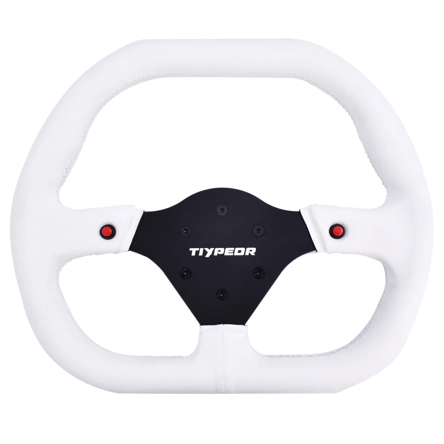 Tiypeor Custom 350mm Suede D-Shaped Flat Bottom GT Style Racing Steering Wheel Wired Connection for PC/Smart TV Game Use