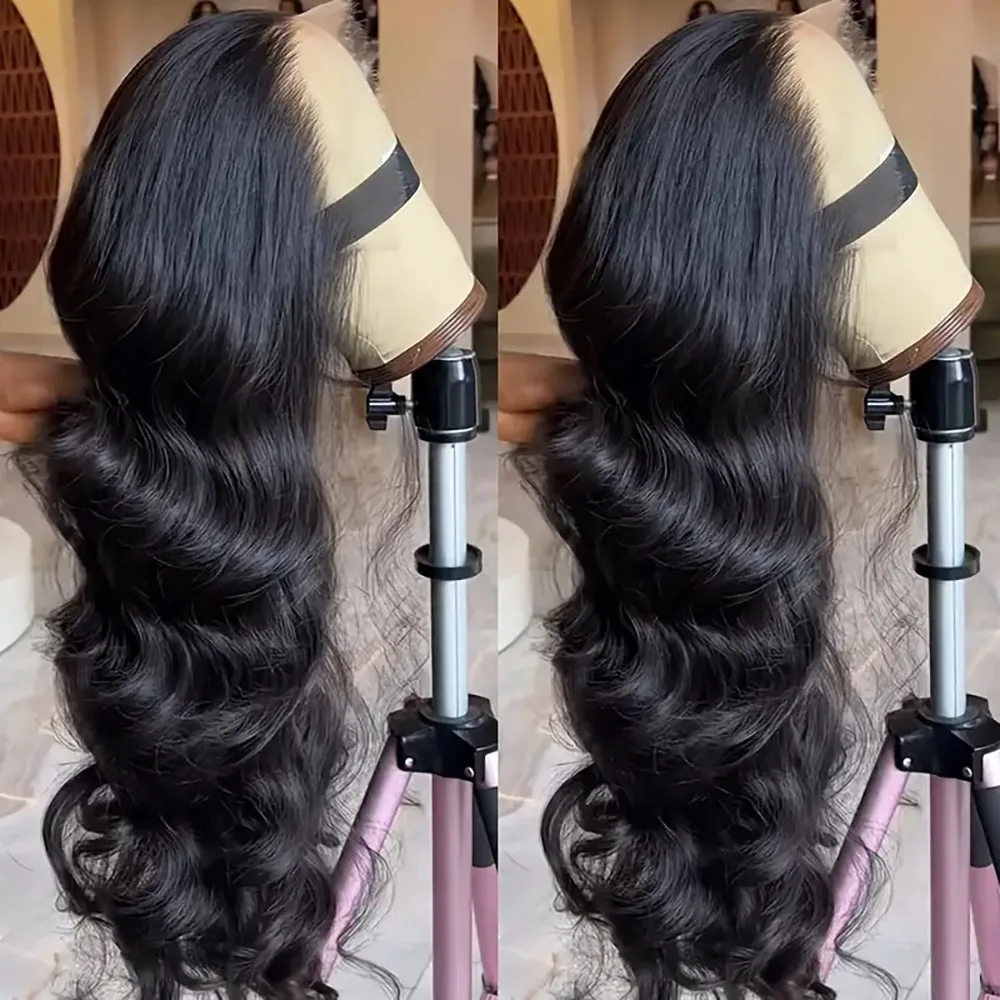 Parrucca anteriore in pizzo trasparente nero naturale 13X4 Parrucche anteriori in pizzo con onda del corpo Parrucche per parrucca con densità 200% per le donne