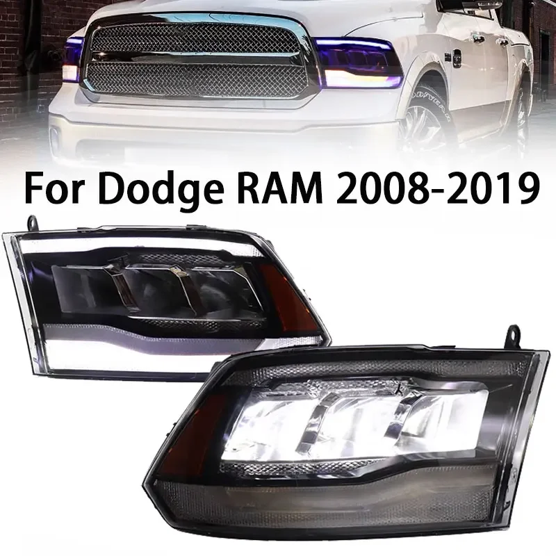 

1 Pair LED Headlight Assembly for Dodge RAM 1500 2500 3500 2008-2019 Headlights Plug and Play with Full LED Front Headlights