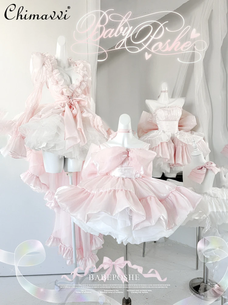 

Original Sweet Baby Girls Princess Dress Cute Big Bow Children Kids Cos Strapless Lolita Birthday Party Puffy Tutu Dresses