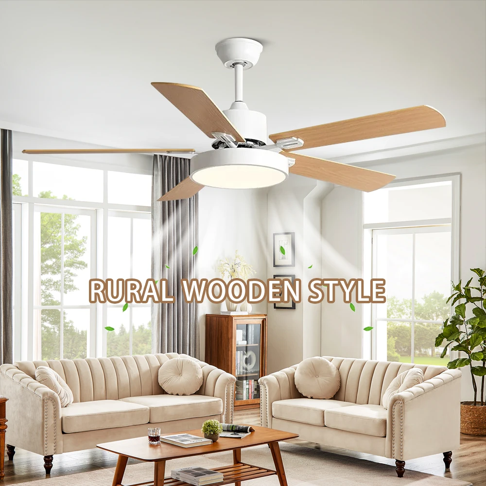 

Intelligent Ceiling Fan Light with Light and Remote Control, Silent Five Leaf Electric Fan for Living Room, Dining Room, Bedroom