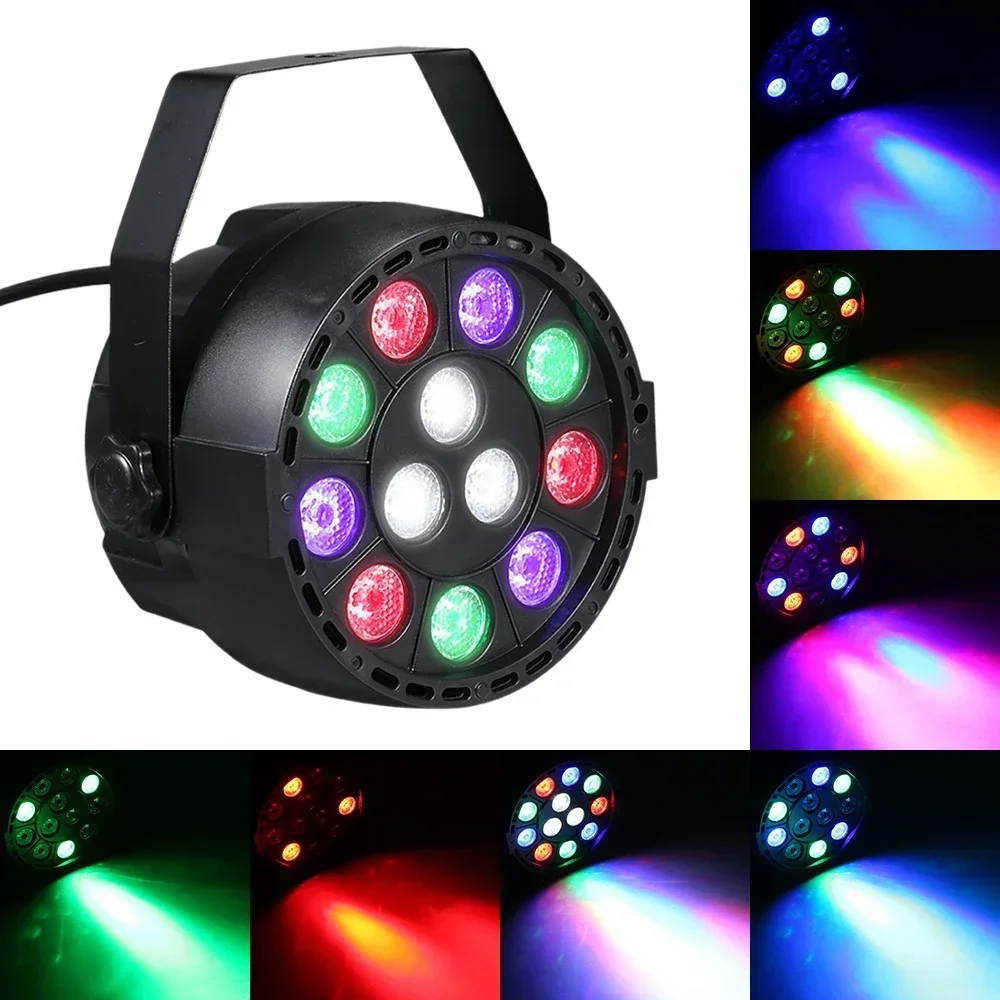 AC90-240V 12 LEDs Par Lights 8 Channel RGBW Color Mixing Stage Lighting with DMX Strobe & Sound Active Mode for Disco Party