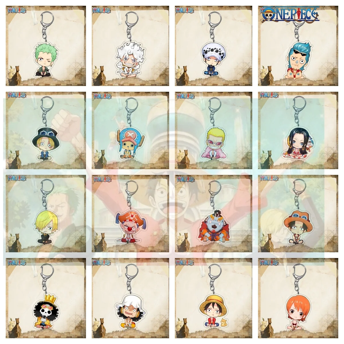 

ONE PIECE Luffy Keychain Cute Cartoon Action Anime Figures Usopp Zoro Chopper Nami Robin Toys Key Ring Pandent Children Gifts