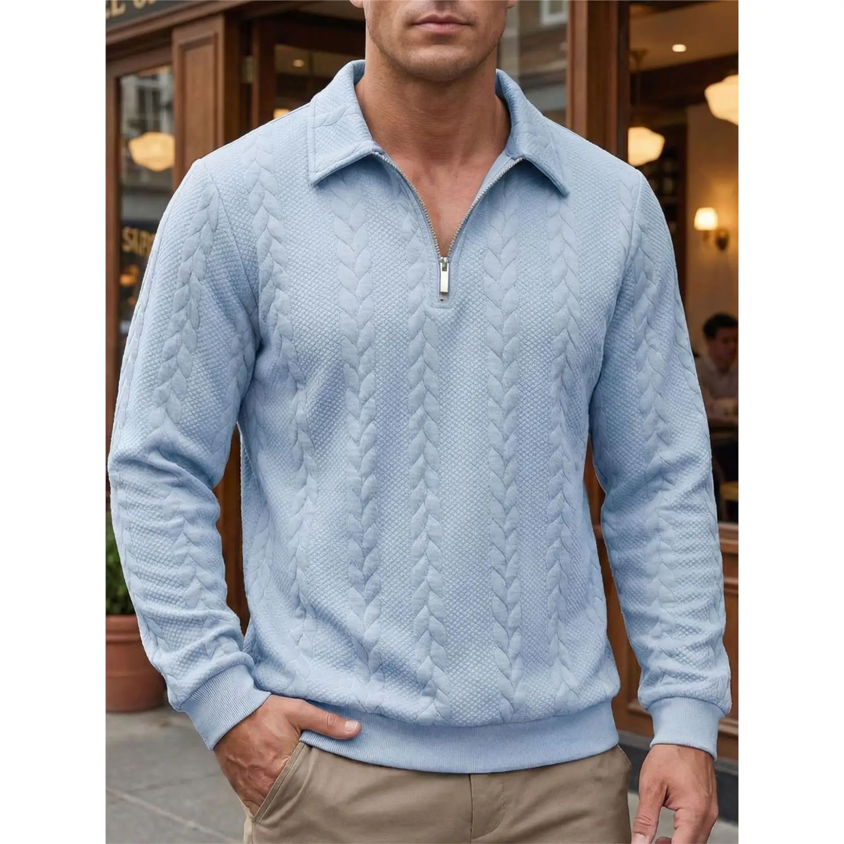 

Men's Casual Hoodie Sweatshirt Zipper Collar Outdoor Leisure Half Zipper Pullover Spring Autumn New Style Cotton Polyester