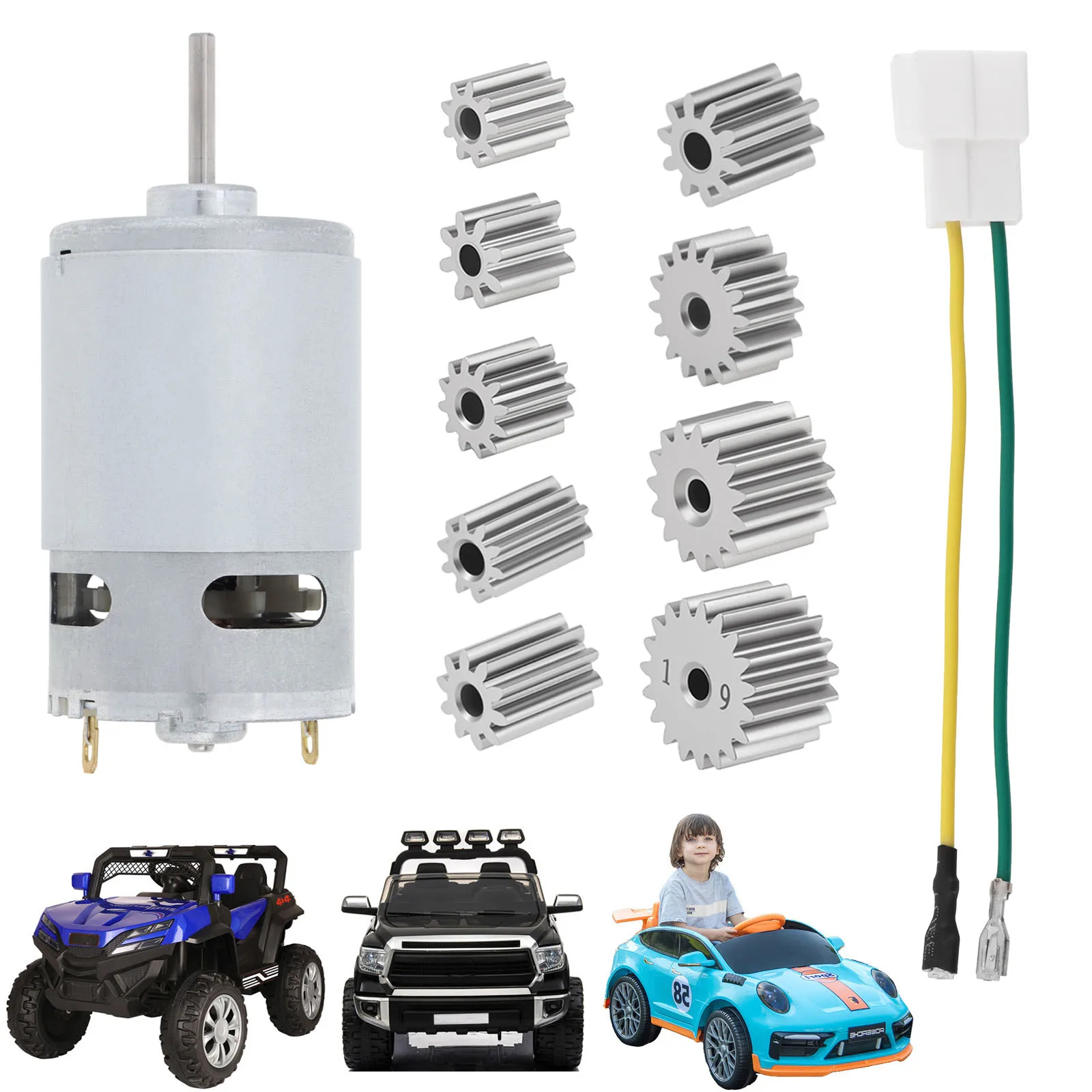 Motor RS550 DC con engranaje de 8-19 dientes, Motor de cepillo de engranaje de coche eléctrico para niños, Motor de accionamiento de 12V-24V, actualización de Motor de coche para niños