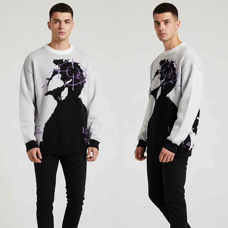 

Men's Sweater Round Neck Pullover Hip-hop Printed Knit Sweater Best Selling Autumn Sweater Sweater Sweater High Quality Sweater