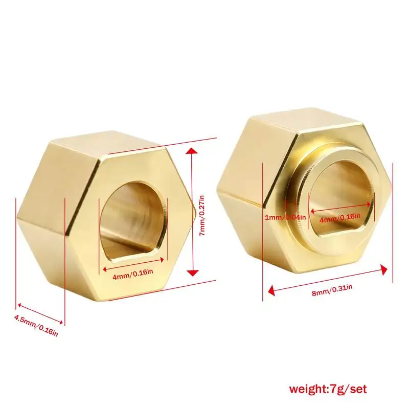 MJX 1:18 H18P Remote control car metal upgrade modification accessories 4pc 7mm brass extended connector 5.5mm wide with nuts Rc