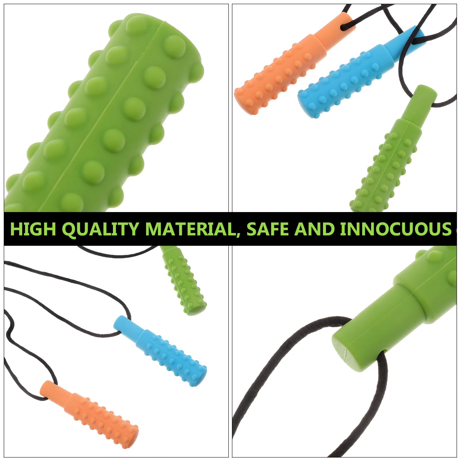 Collar de Dentición para Bebé, 3 Piezas, Colgante Masticable de Silicona para Aliviar las Encías Doloridas, Alivio de la Dentición para Bebés y Niños Pequeños