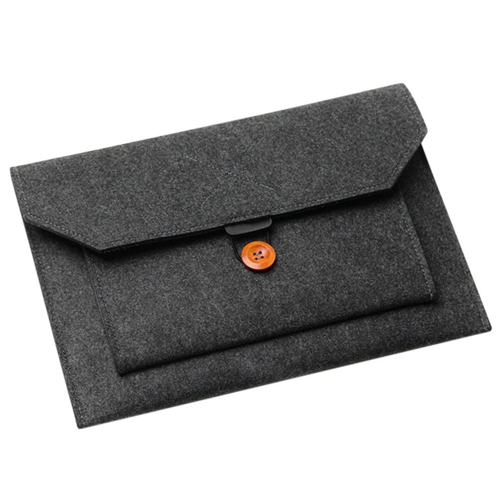 

Premium Felt Laptop Pouch 15 Inch Protective Computer Bag Button Closure Tablet Storage Lightweight Portable Notebook