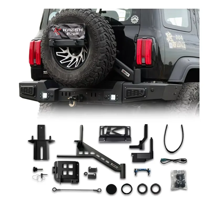 

Factory Direct Bolt-On Tire Carrier for Tank 300 - Heavy-Gauge Steel Welded Bumper