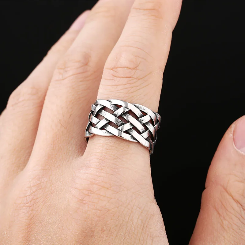 Trendy 316L Stainless Steel Wholesale Price Viking Weave Ring For Man Women Vintage Charm Polished  jewelry For Teens Gift