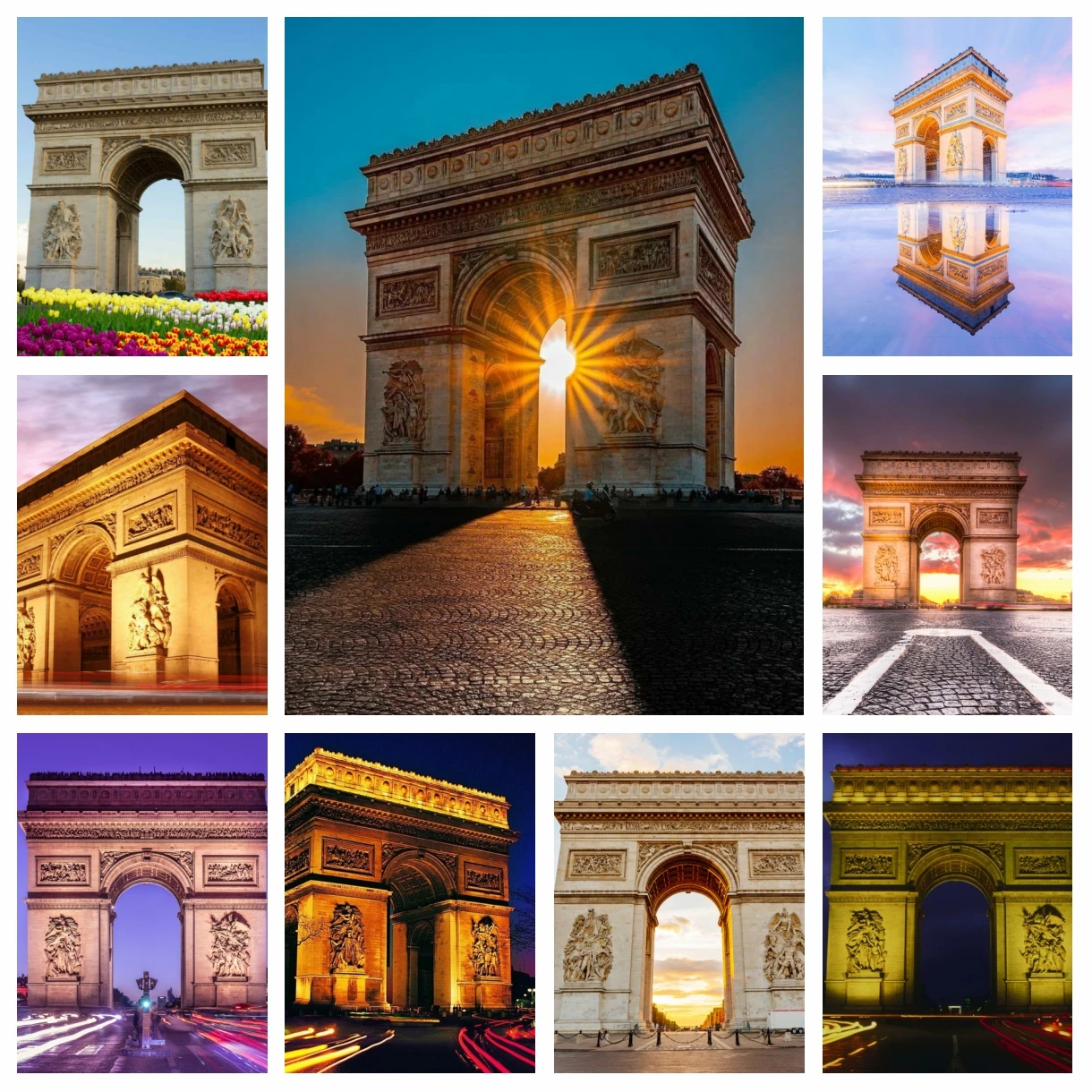 1PC Quadro sem moldura com cenário do Arco do Triunfo, pintura de diamante com perfuração completa, paisagem urbana de Paris, França, bordado em ponto cruz, imagem em mosaico.