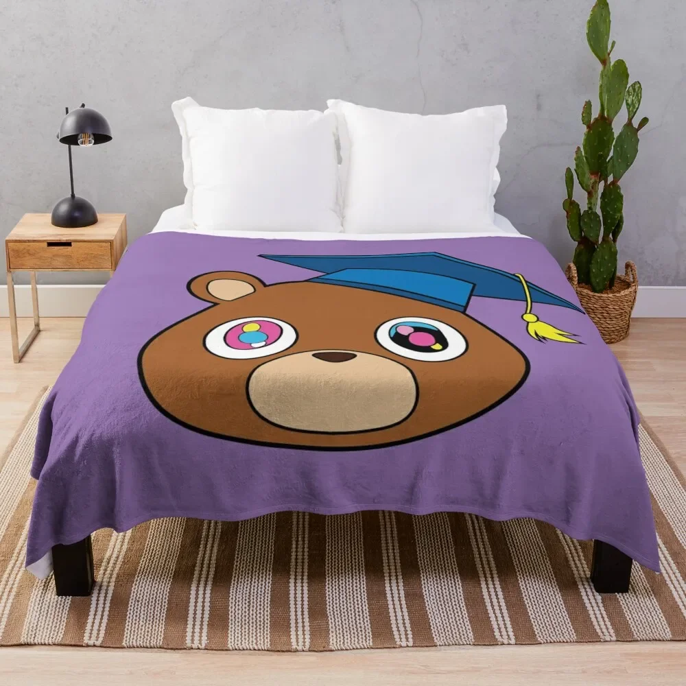 

Kanye Graduation Bear Throw Blanket Soft Plush Plaid Comforter Blankets For Sofas Softest Blankets