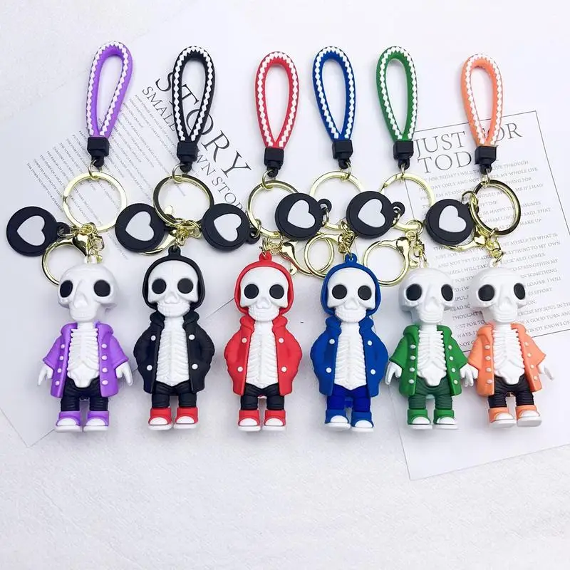 Skeleton Keychain Gothic Spooky Skeleton Figure Keyring 8cm/3.15inch Key Chain Ring Jewelry Backpack Purse Pendant Skeleton