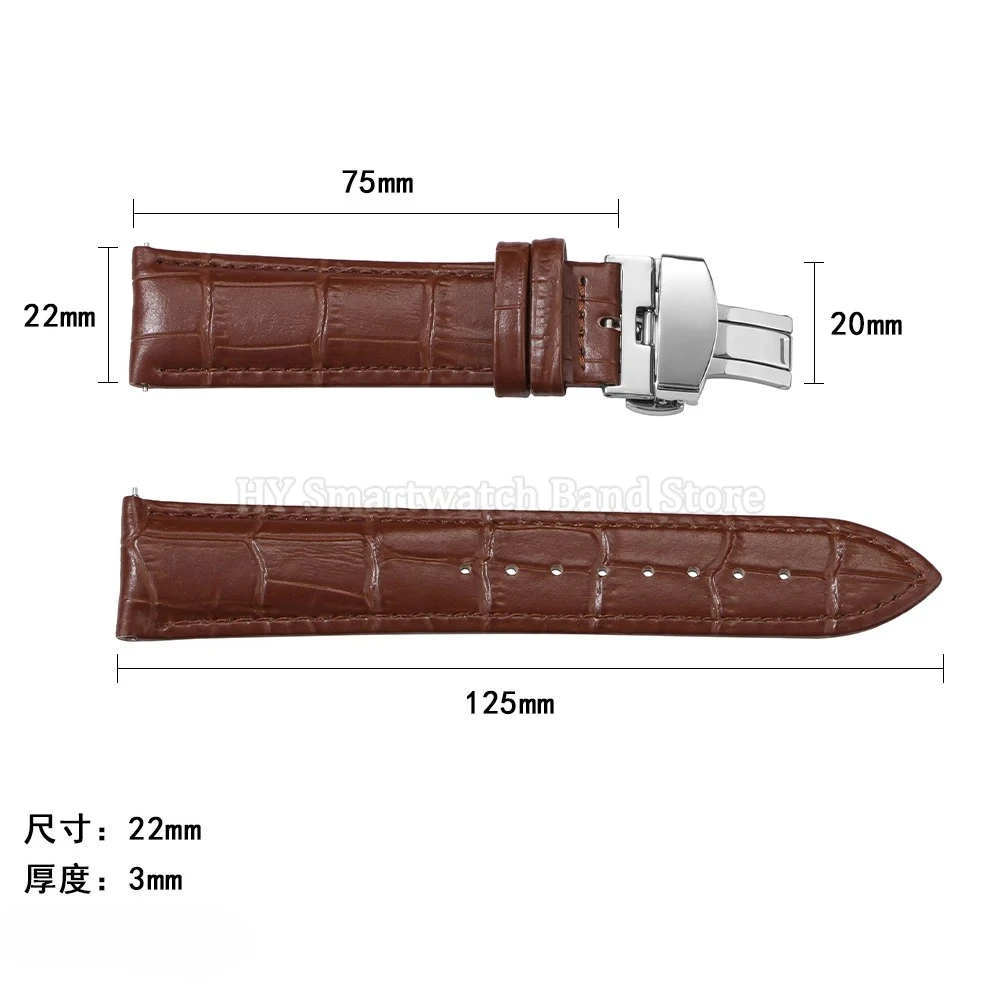 12mm 14mm 16mm 18mm 20mm 22mm 24mm Leather Watch Strap for Men Women Universal Quick Release Wrist Band Cowhide Sport Bracelet