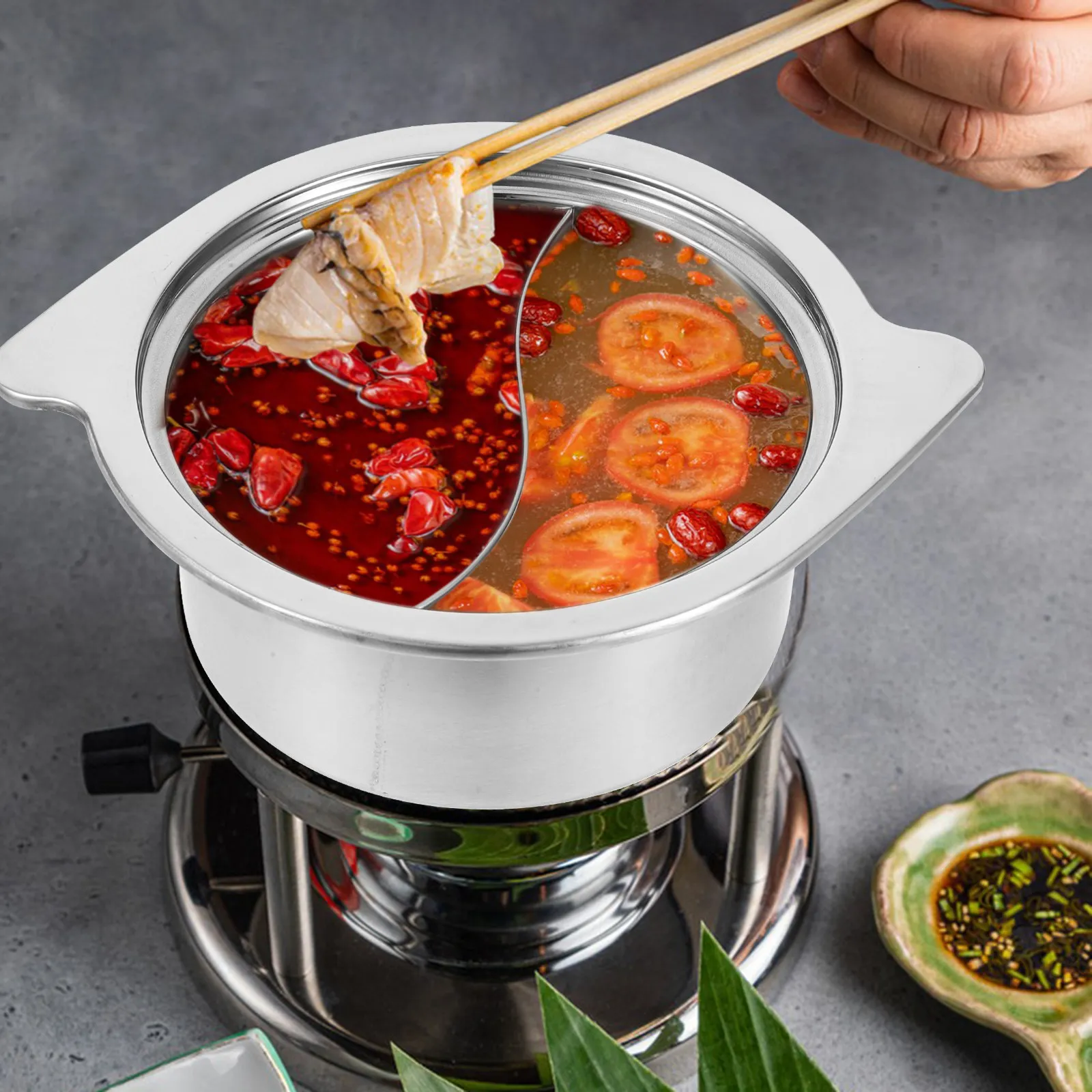 

1Pcs Mandrin Hot Pot Stainless Steel Thickened Multipurpose Household Restaurant Cooking Soup Pot Non-Stick Anti-Scald Kitchen