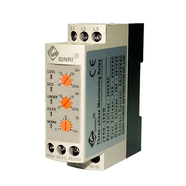 

Ginri JVRD-380W Трехфазное устройство защиты от напряжения Регулируемая защита от повышенного и пониженного напряжения