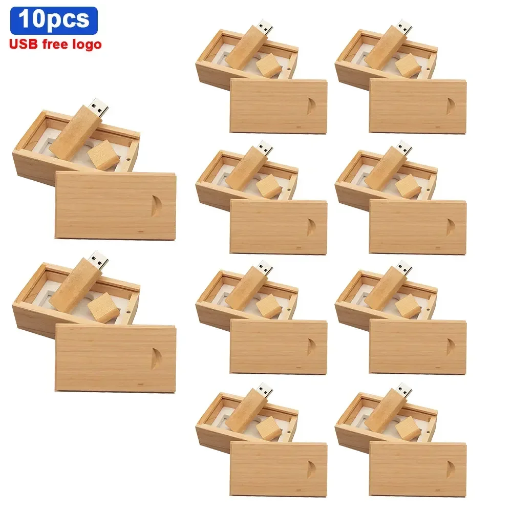 

10pcs/lot USB2.0 Photography Customize LOGO Wooden Usb + Box Usb Flash Drive Wooden Pendrive 4GB 8GB 16GB 32GB 64GB Wedding Gift