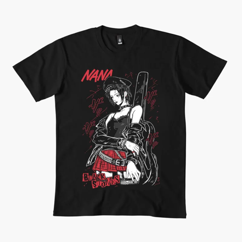 

Nana Osaki 0330 The Black Stones Punk Band Manga Gift T shirt Large size Tops Anime Girl Graphic Print Y2k Clothes Cartoon Tee