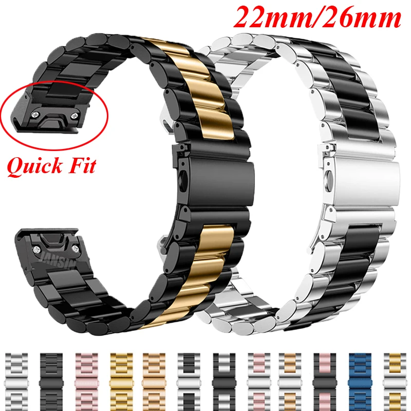 26mm 22mm Metal Watch Band For Garmin Fenix 9 Pro 8 7 7X 6 6X Pro 5 5S 5X Plus 3HR 47mm 51mm Stainless Steel Easyfit Wrist Strap