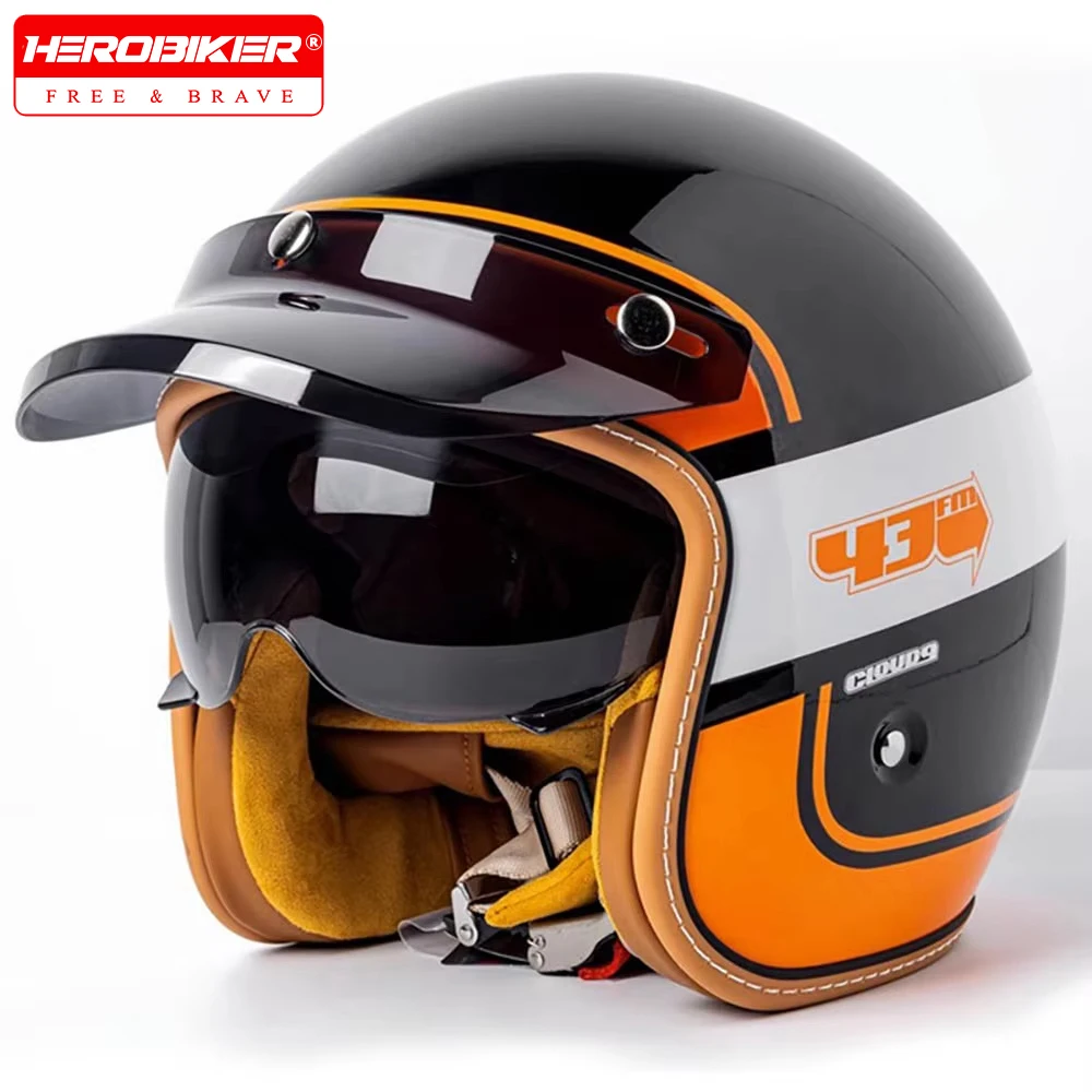 

Ретро-шлем 3/4 для мотоцикла с визором, экипировка для круизных мотоциклов