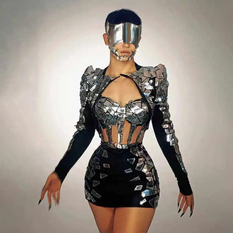 

Sparkly Cocktail Dress for DJ Dance Show Glitter Bodycon Mini Sequined Party Gown Stylish Clubbing Outfit for Female Singers