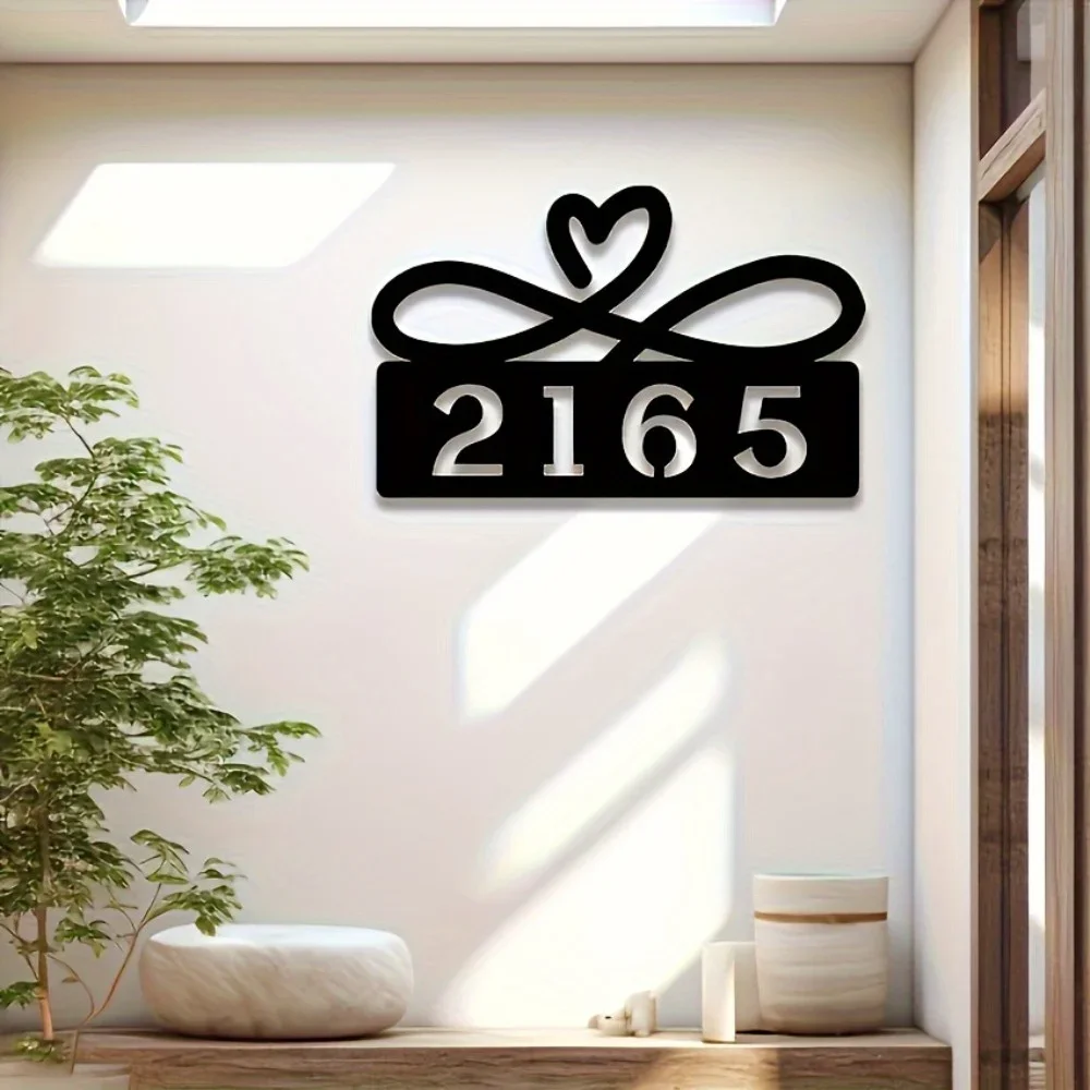 1PC Tailor - Made Metal Address Plate Waterproof Rust - Resistant Custom Outdoor Door Name Plaque Modern Iron Decor No Drill Set