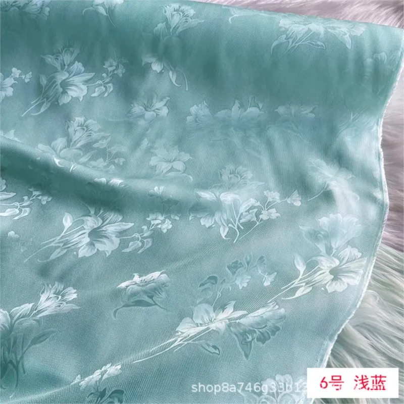 Hollowed-out silk flower-patterned Hanfu cheongsam fabric skin-friendly clothing and dress