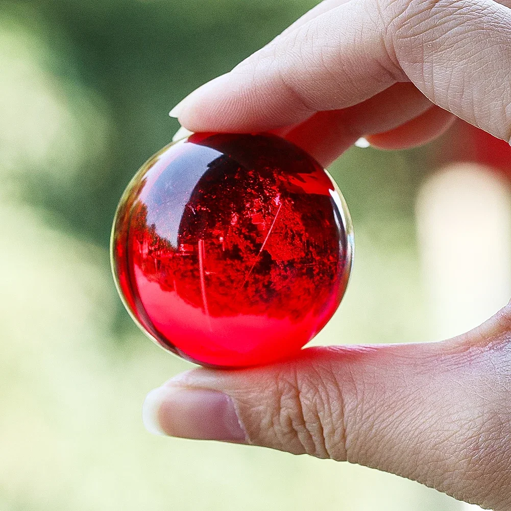 40mm Asian Rare Natural Red K9 Crystal Ball Photography Sphere Feng Shui Ornaments Tabletop Crafts Home Decoration Accessories