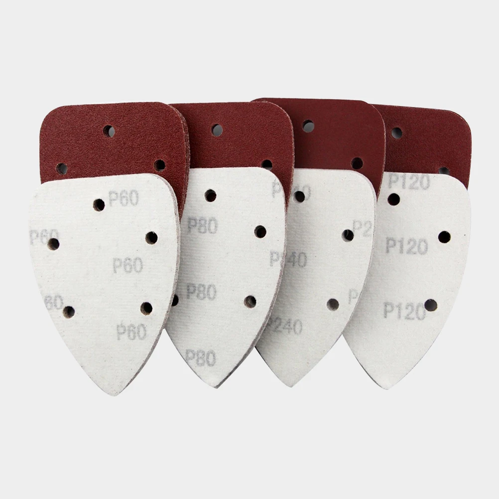 

40 Pcs Back Velvet Sandpaper Grinding Triangle Tape Backed Pads Palm Sander Discs for Drill Ring Mouse Sanding