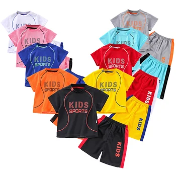 Children Summer Short Sleeve Football Basketball Suit Clothing Set Boy Girl Jersey Quick Drying Breathable Kids Sports Wear