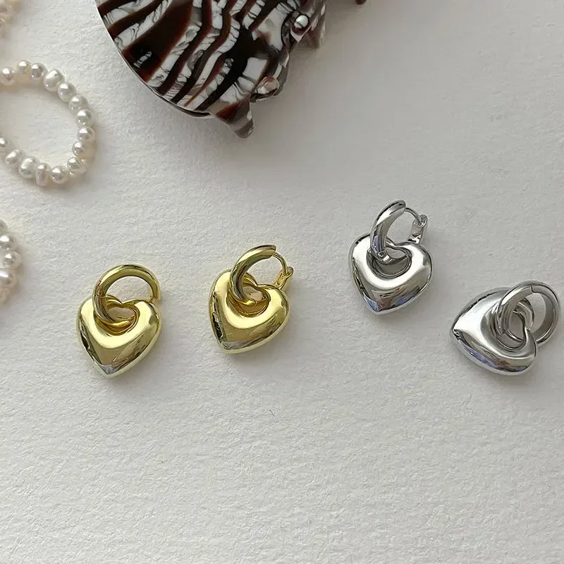 Wholesale Popular Glossy Exaggerated Big Heart Hoop Earrings for Women Fashion Jewelry
