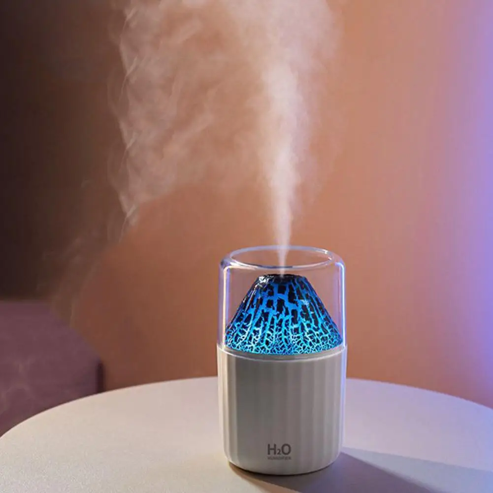 =New=Volcano Humidifier With Colorful Atmosphere Light Dual Mist Mode Generous Water Capacit Flame Humidifier Home Improvement