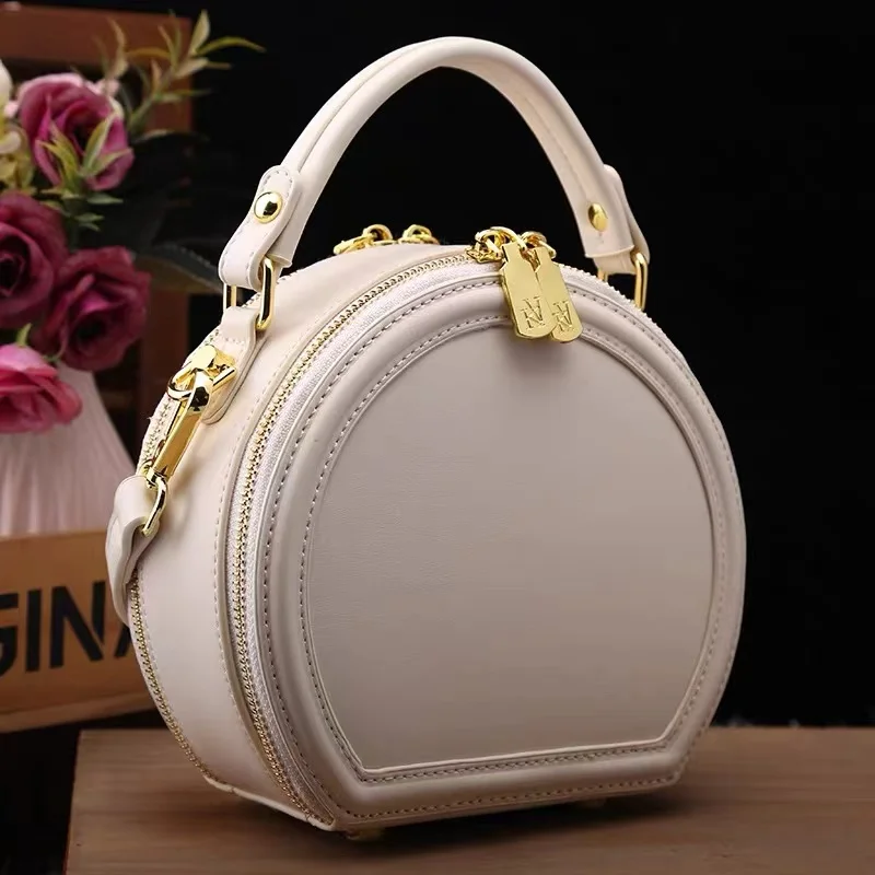 Borsa circolare floreale con ricamo in pelle testurizzata di alta qualità borsa da donna borsa a tracolla borsa a tracolla da donna borsa Casual da