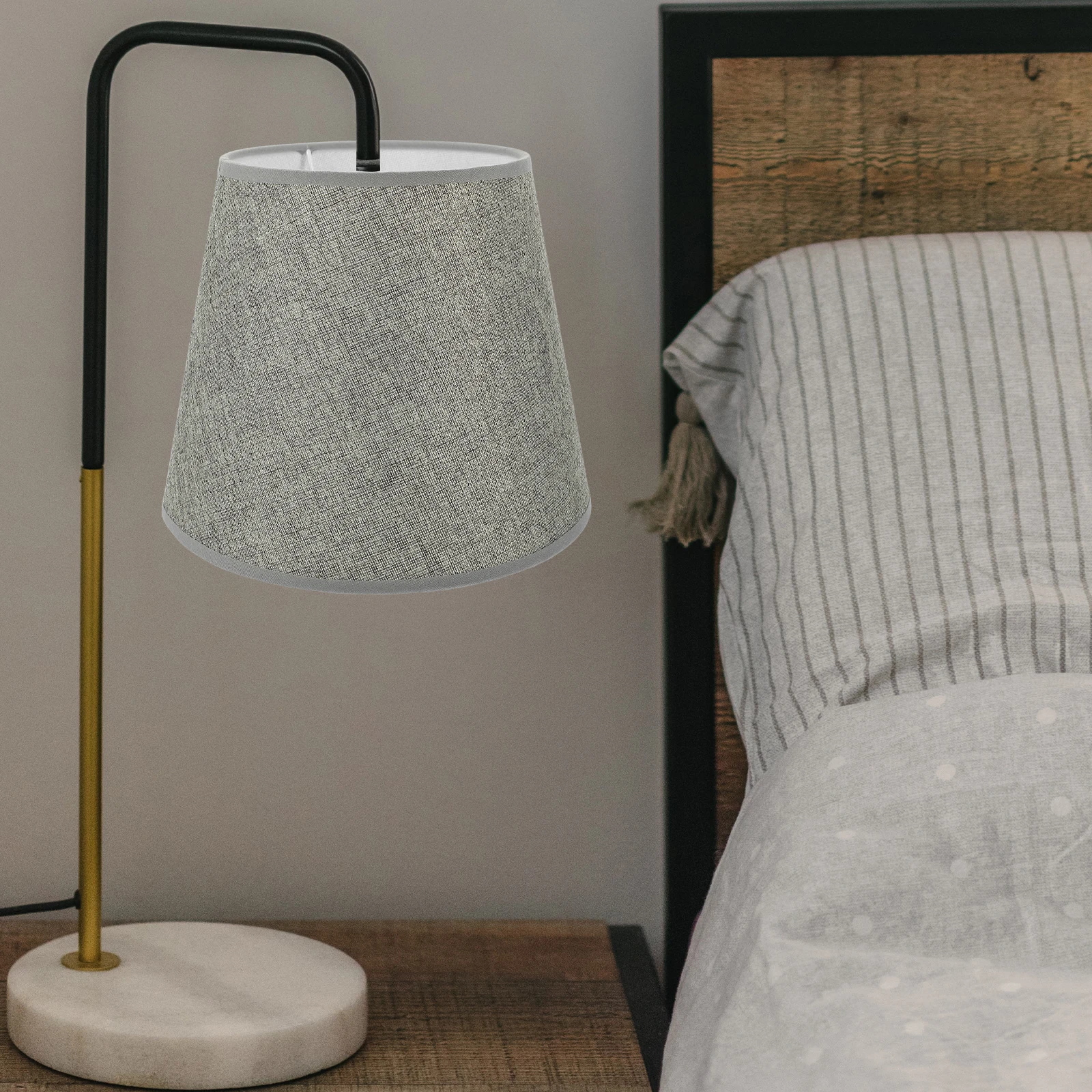 

E27 Fabric Lampshade Dark Grey 24CM Bottom Diameter Table Lamp Bedside Lighting Cloth Cover Bedroom Living Room Decorative Shade