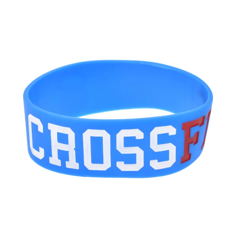 1 PC CrossFit Silicone Rubber Bracelet One Inch Wide Sport Gift Bangle